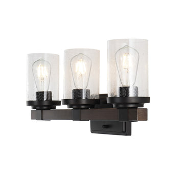 Bungalow Iron/Seeded Glass Rustic Farmhouse LED Vanity Light